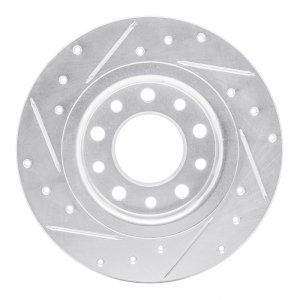 Dodge DART Brake Rotor (1) - Rear Right - R1 Concepts - Drilled & Slotted - Silver - `13-`16
